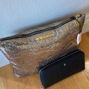 Victoria's Secret Gold and Black Bag Set